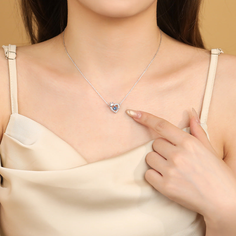 S925 Sterling Silver Dainty Heart Necklace For Women