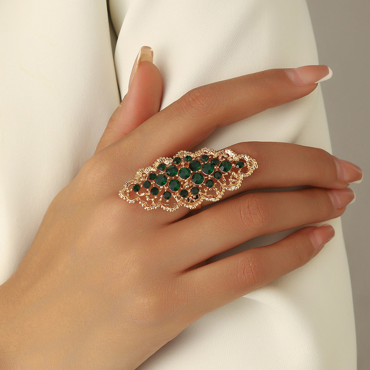 Fashion Personality Ring For Women Creative Minimalist Hollow Geometric Zircon-Embedded Open Adjustable Ring  Multi-Color Optional  Versatile For Daily Wear & Gifting