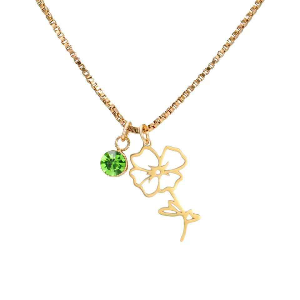 December Birthstone Flower Design Necklace For Women