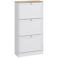 Modern Compact Three-Drawer Shoe Storage Cabinet - White