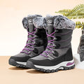 Warm Wide-toe Shoes Womens Mid-height Soft-soled Faux-fur Snow Boots For Winter