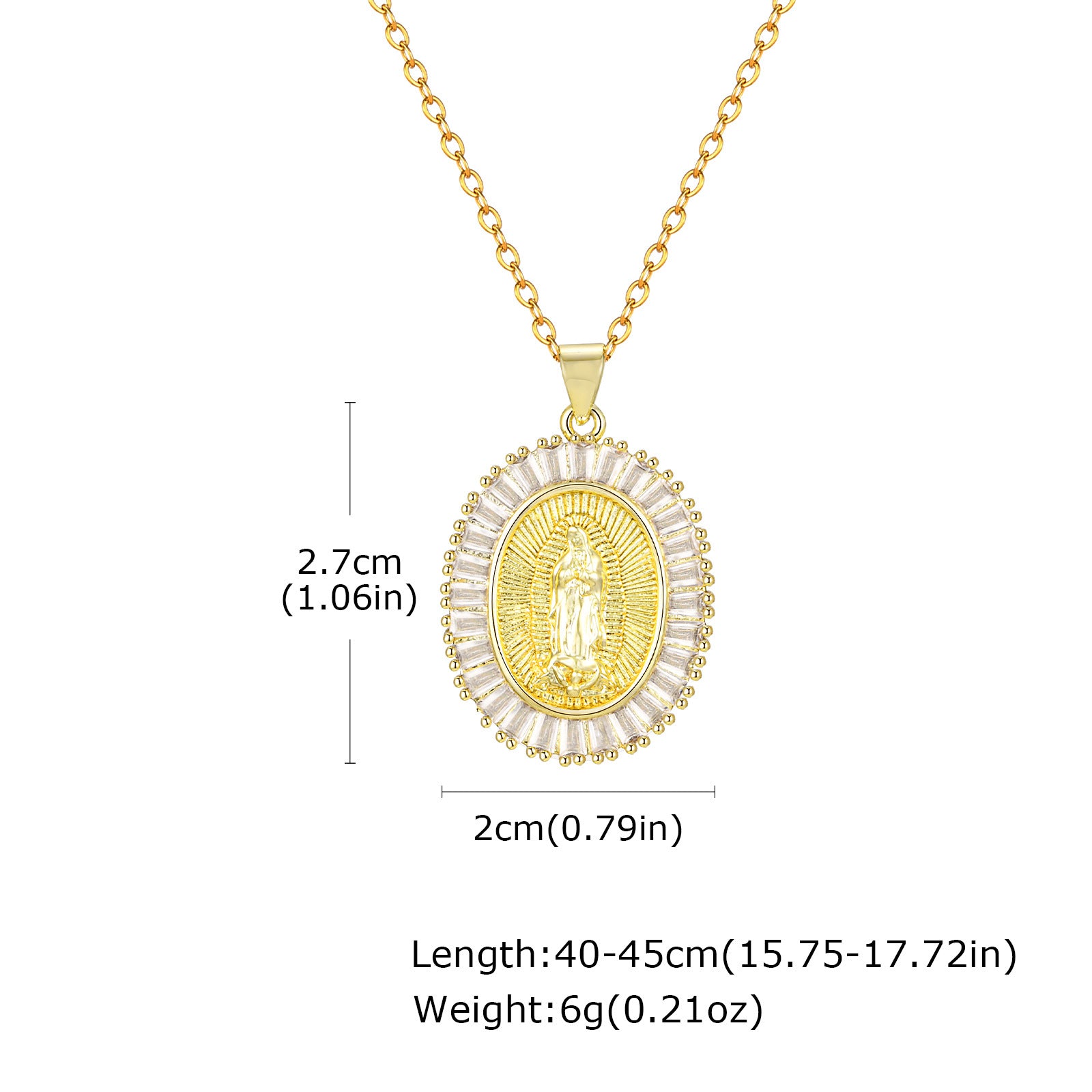 Oval Shell Madonna Pendant Gold Necklace