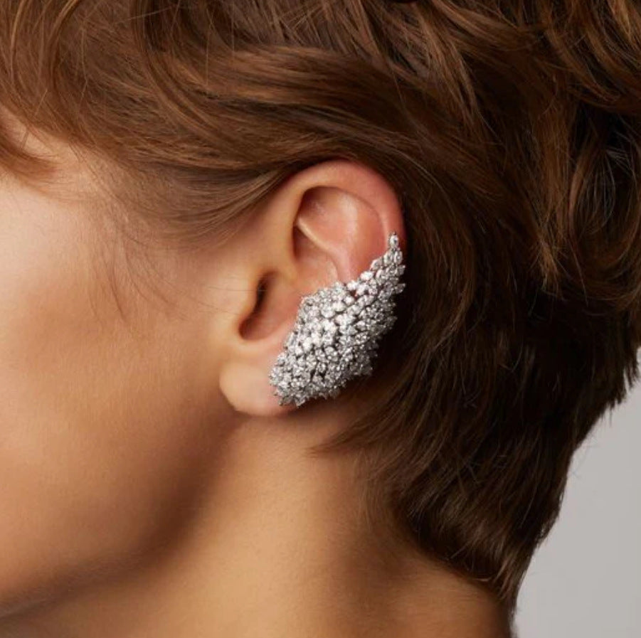 Womens Fashion Geometric Stud Earrings With Zircon Inlays