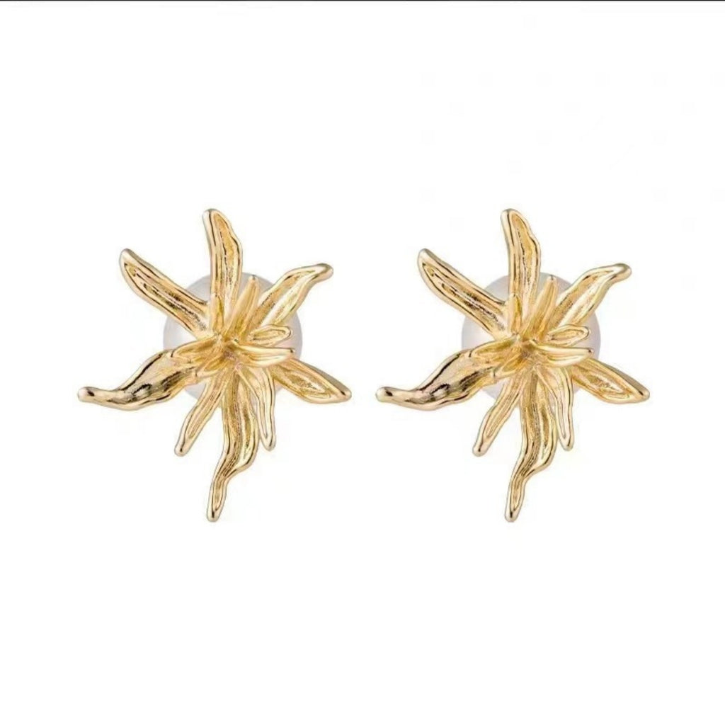 Womens Metal Flower Shaped Earrings