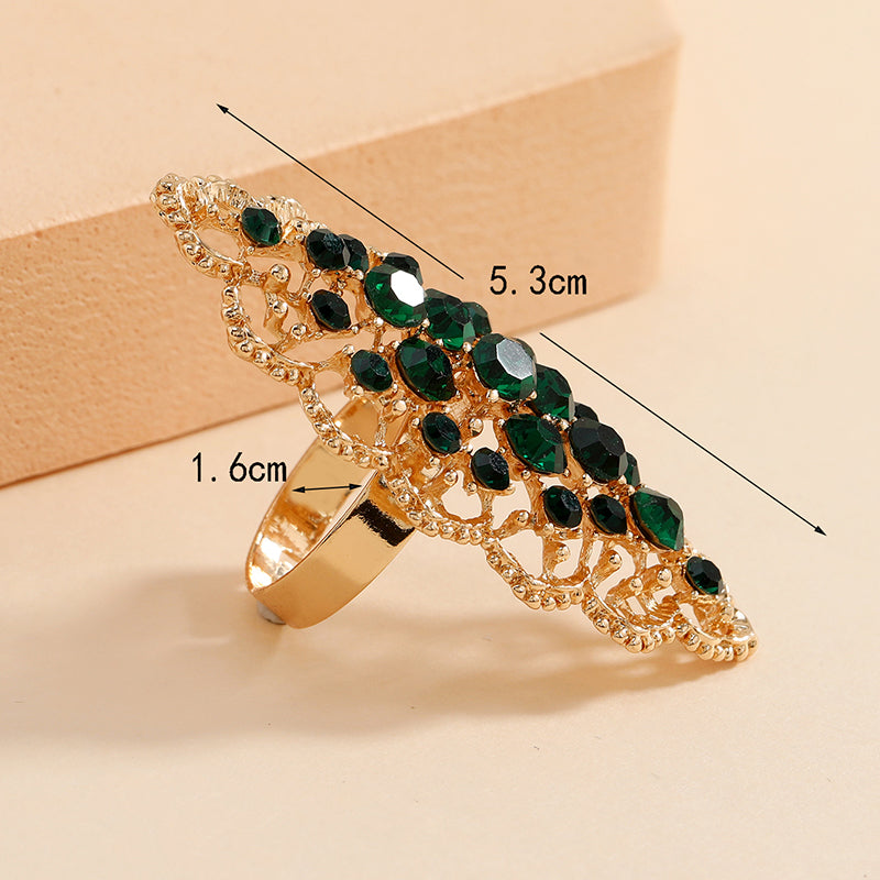 Fashion Personality Ring For Women Creative Minimalist Hollow Geometric Zircon-Embedded Open Adjustable Ring  Multi-Color Optional  Versatile For Daily Wear & Gifting