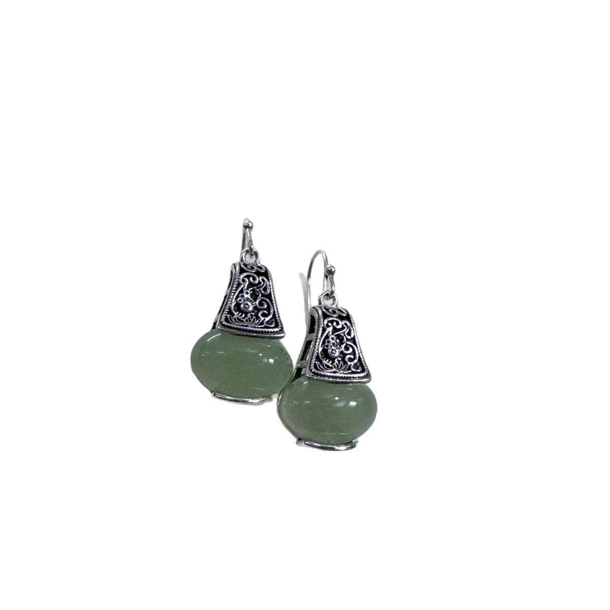 Retro New Chinese Style Hetian Jade Light Bulb Earrings