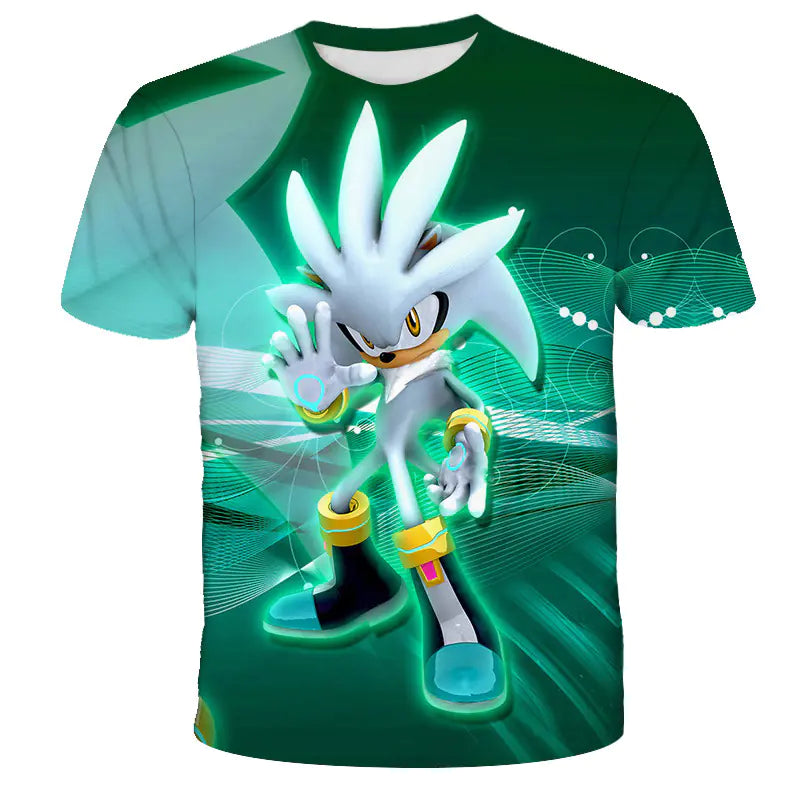 Kids' Summer T-Shirt with 3D Anime Print, Round Neck