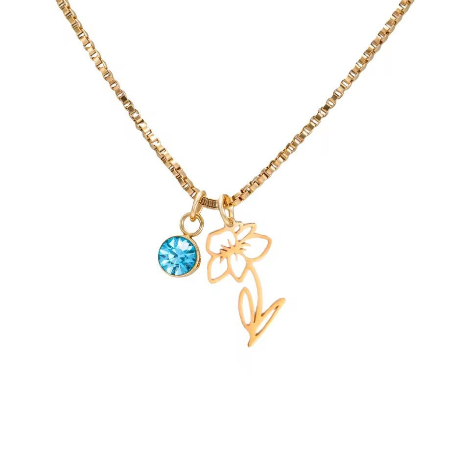 December Birthstone Flower Design Necklace For Women