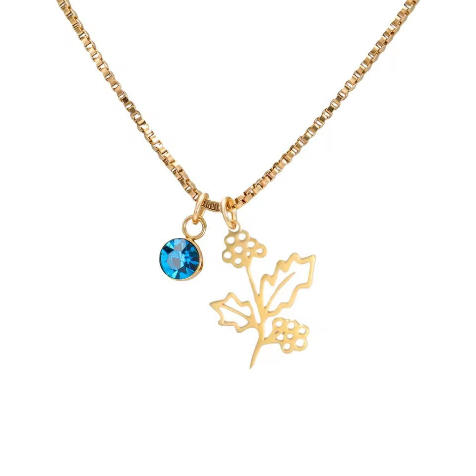 December Birthstone Flower Design Necklace For Women