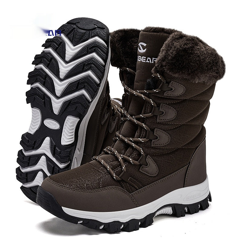 Warm Wide-toe Shoes Womens Mid-height Soft-soled Faux-fur Snow Boots For Winter
