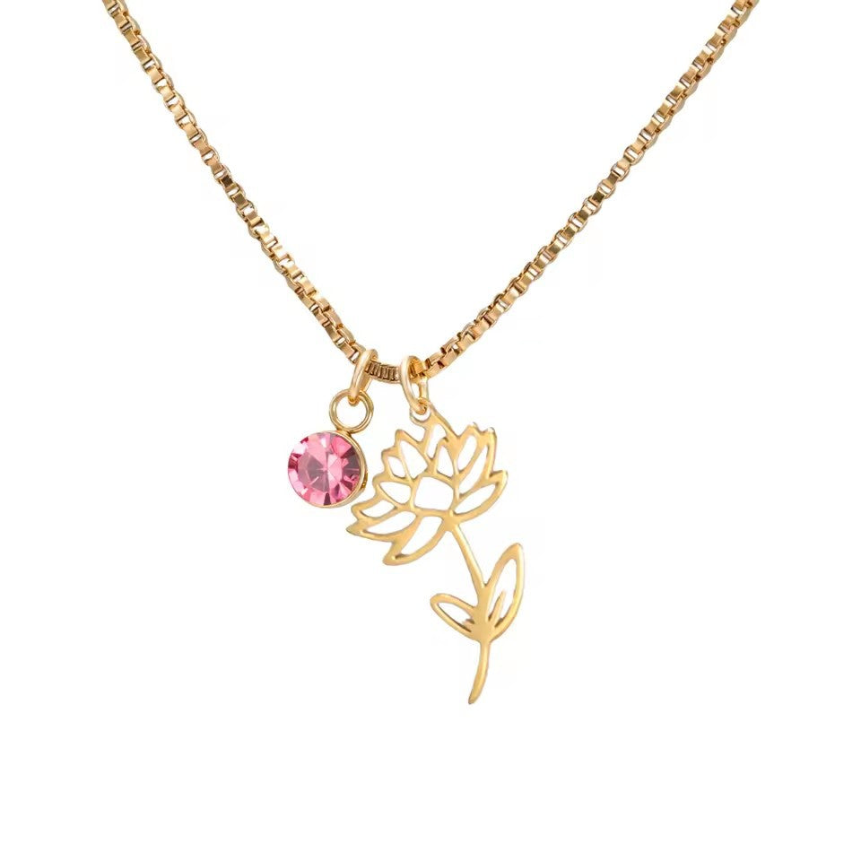 December Birthstone Flower Design Necklace For Women