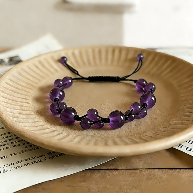 6mm Crystal Braided Cord Beaded Bracelet