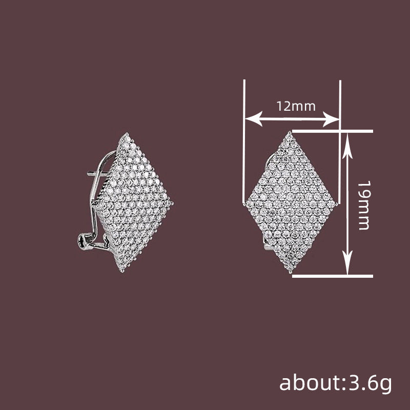 Full-Crystal Geometric Rhombus Stud Earrings For Women