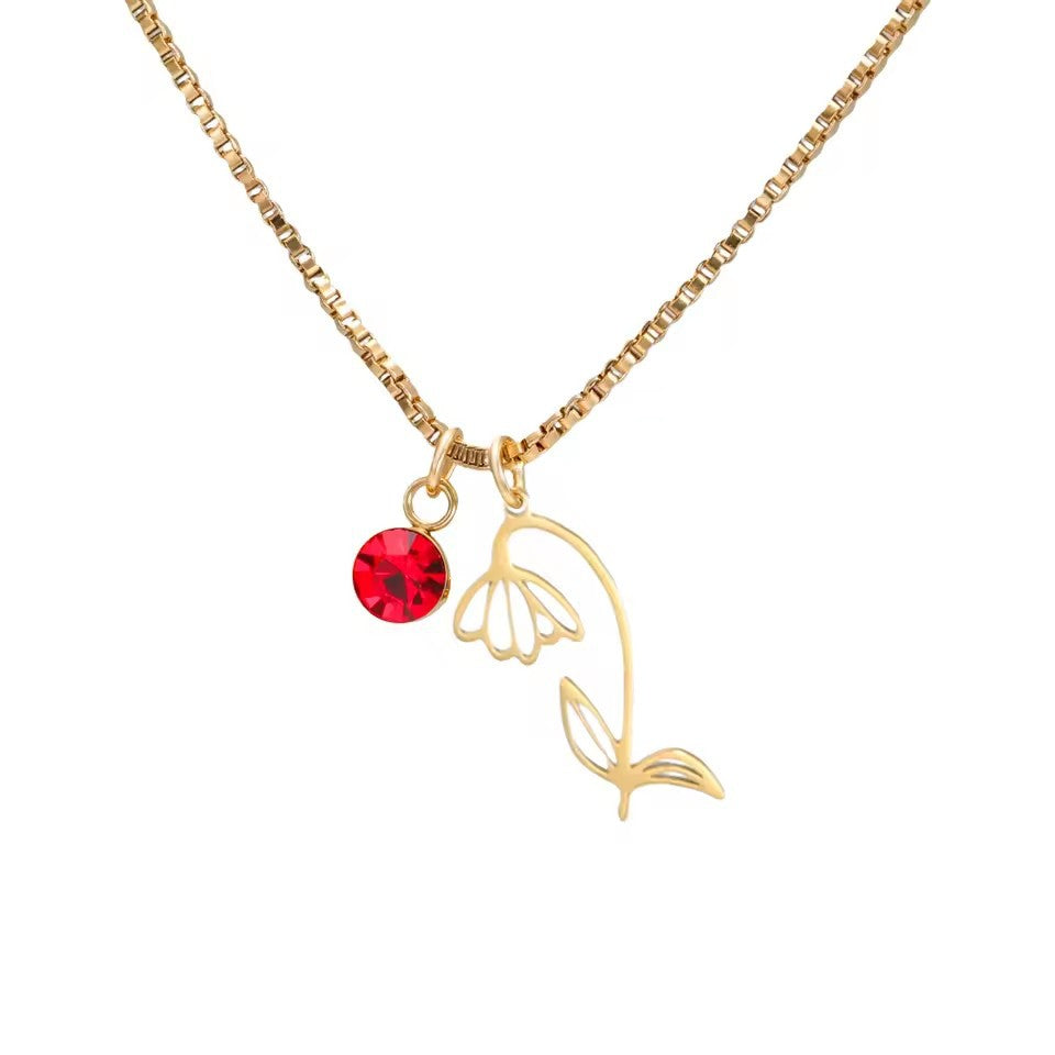 December Birthstone Flower Design Necklace For Women