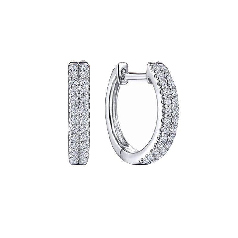 Cao Shi HOOP Double-Row Zircon Slimming Earrings