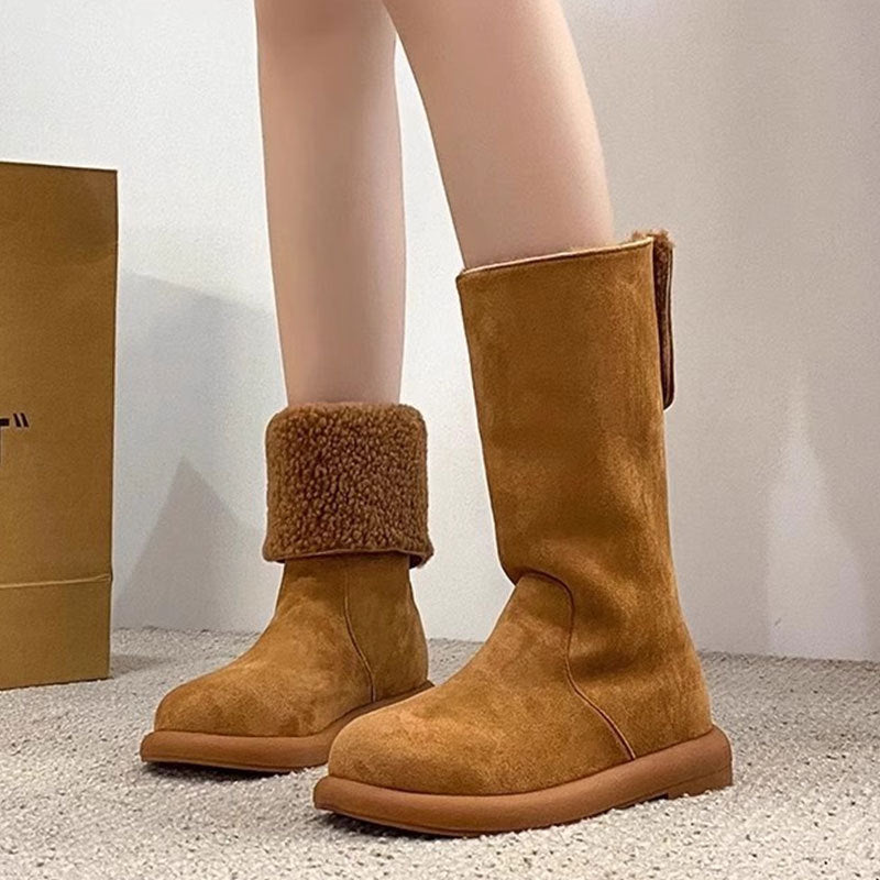 Womens Casual Warm Mid-calf Boots With Cotton Lining