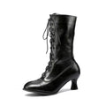 Cross-front Lace-up Low-heeled Womens Mid-calf Boots