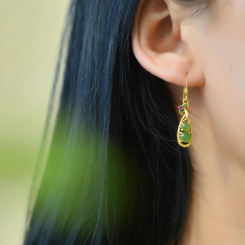 S925 Sterling Silver Gold-Plated Enamel Flower Earrings For Women