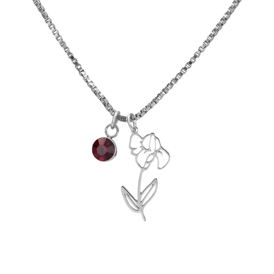 December Birthstone Flower Design Necklace For Women