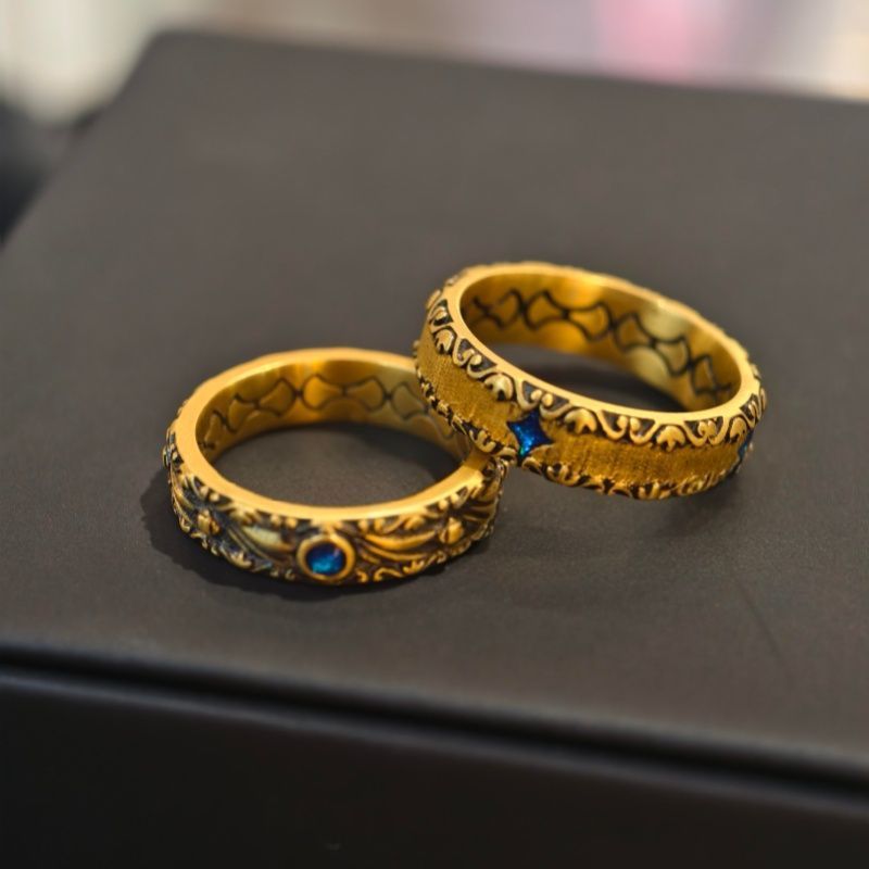 Light-luxury Versatile Sweet-cool Style Vintage Distressed Sea-wave Ring For Women