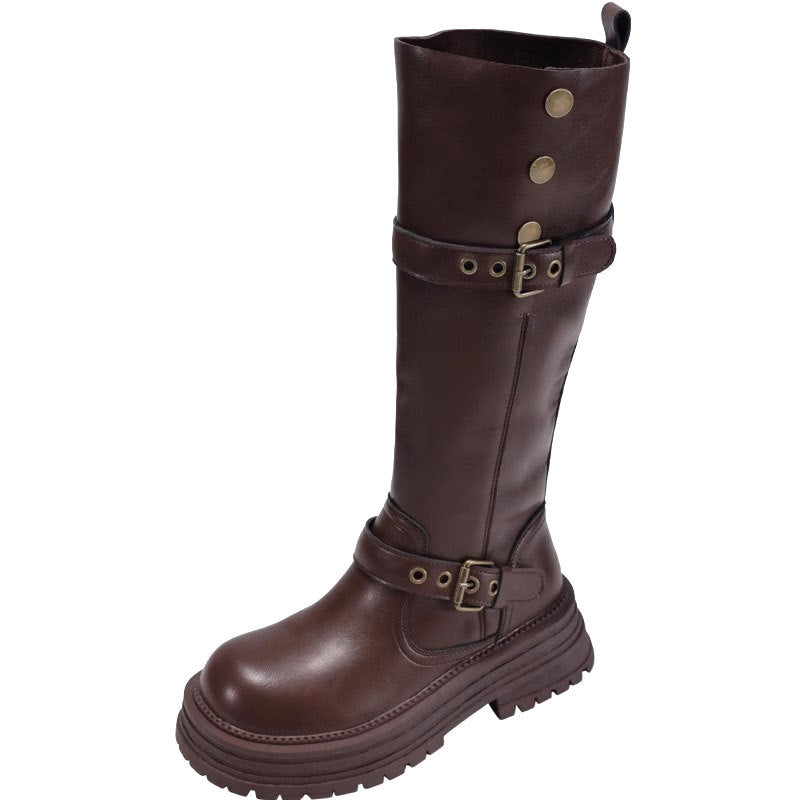 Women's Fashionable Retro Chunky-Heel Knee-High Boots