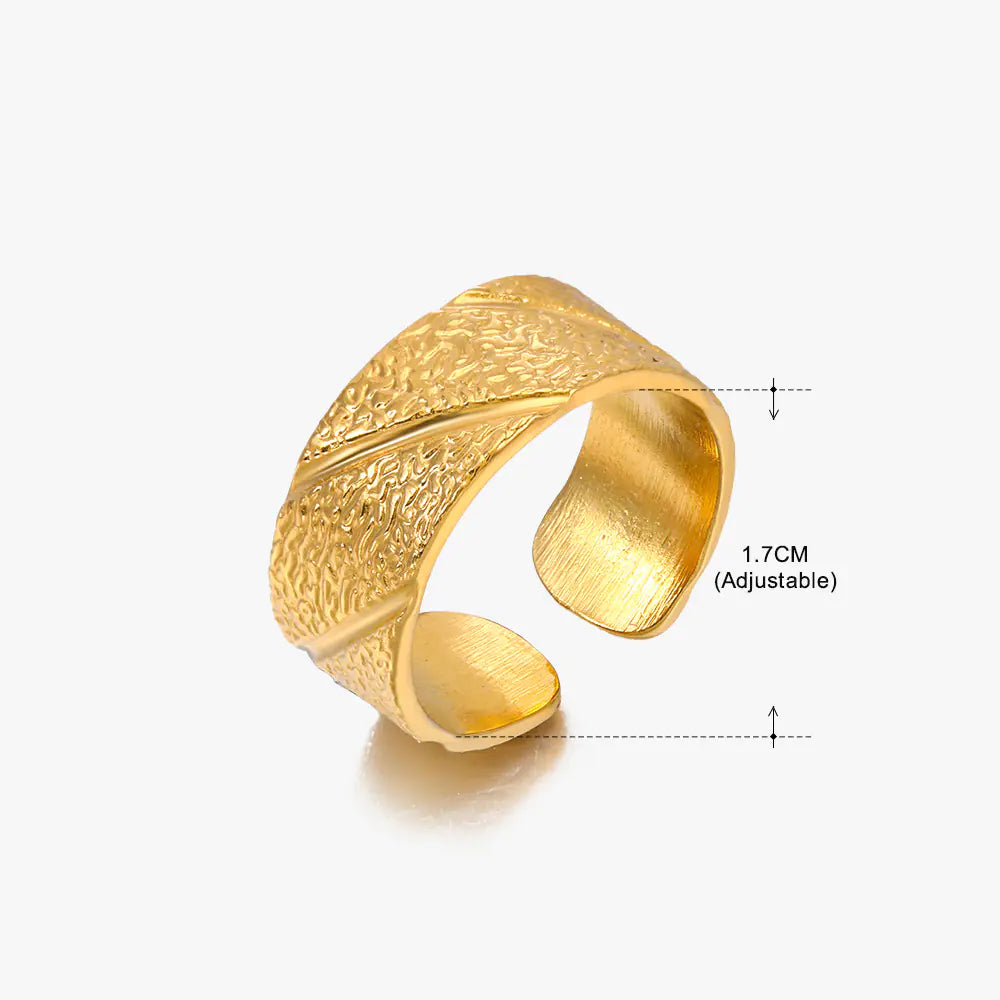 Fashionable 18K Gold-Plated Adjustable Steel Ring