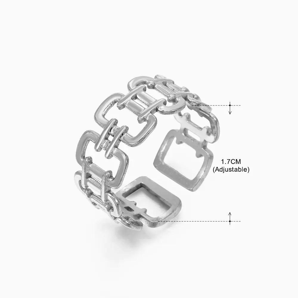 Fashionable 18K Gold-Plated Adjustable Steel Ring