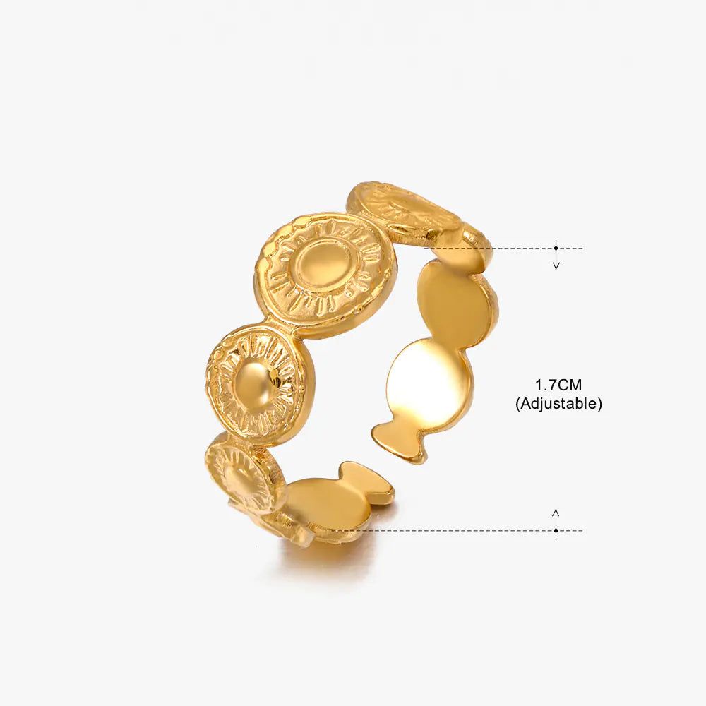 Fashionable 18K Gold-Plated Adjustable Steel Ring