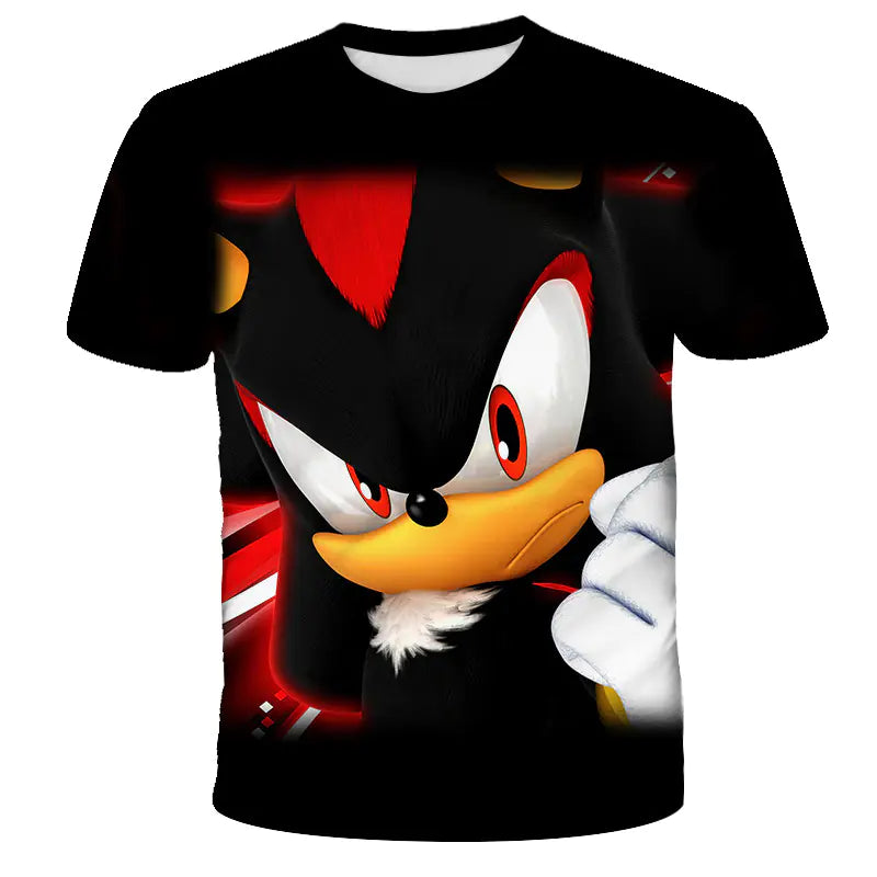 Kids' Summer T-Shirt with 3D Anime Print, Round Neck