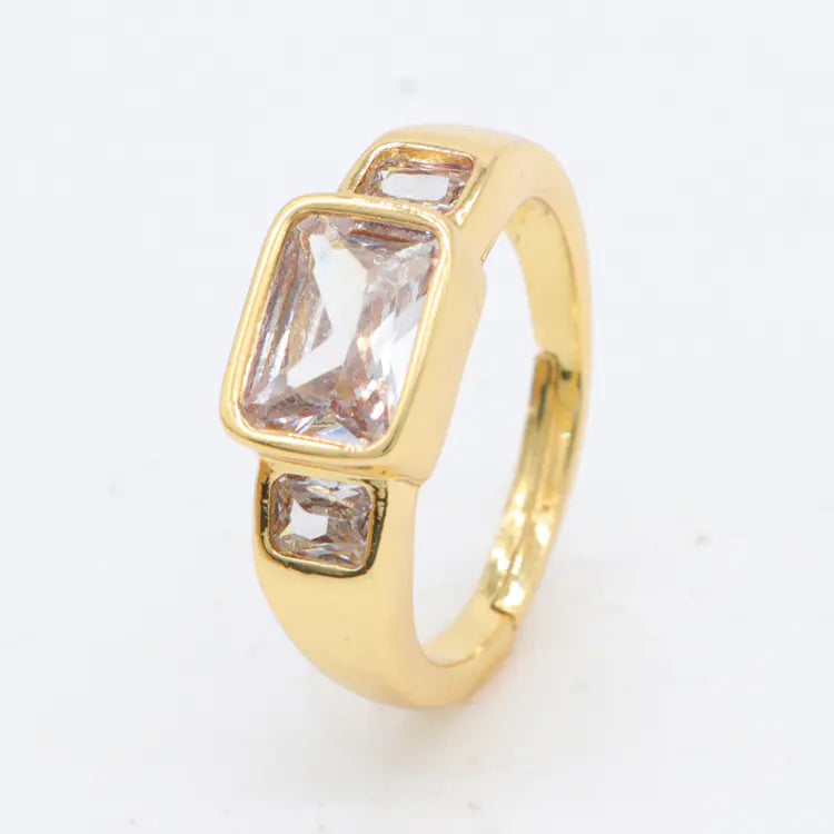 Korean Style Ins Zircon Adjustable Ring with Chic Design