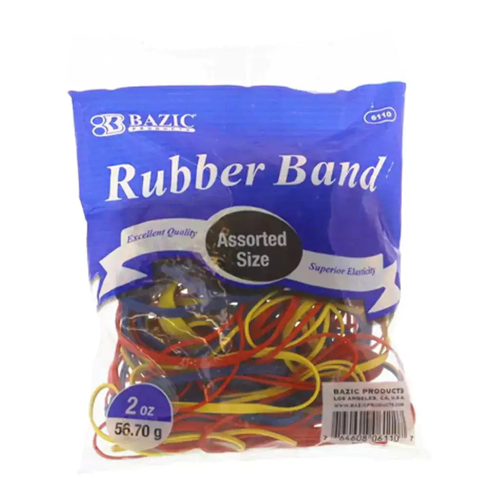 2 Oz./ 56.70 g Assorted Sizes and Colors Rubber Bands