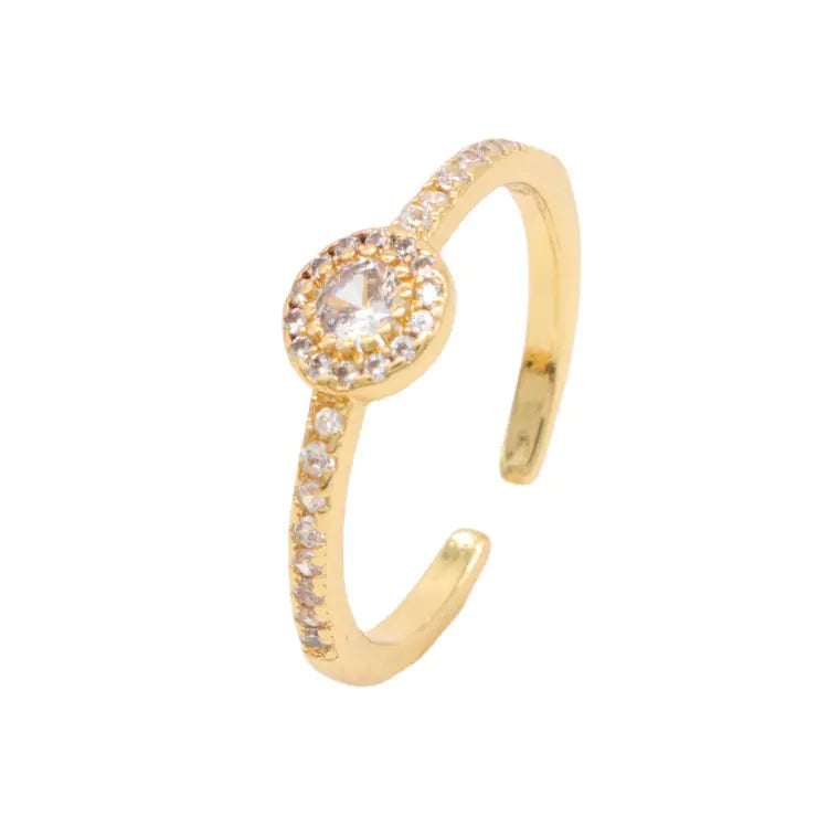 Korean Style Ins Zircon Adjustable Ring with Chic Design