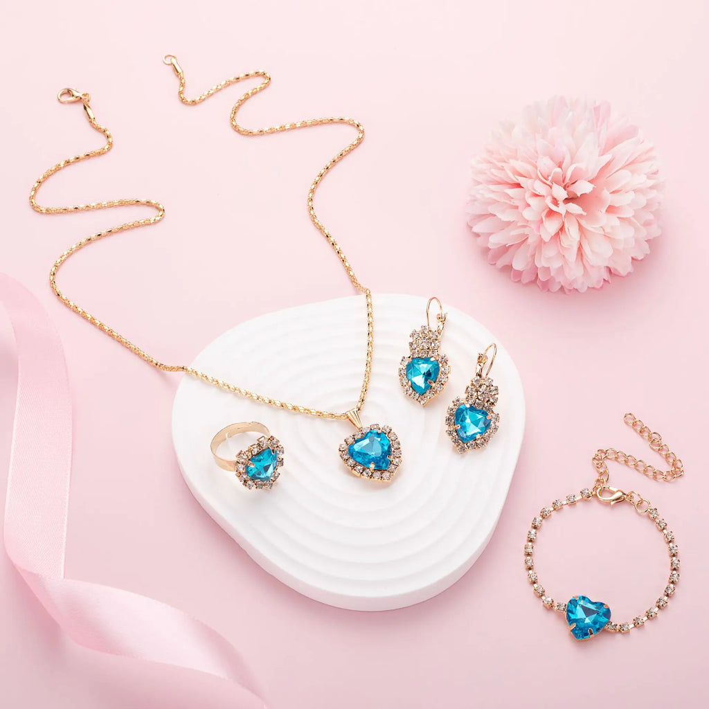 Manufacturer's Ins Water Droplet Rhinestone Jewelry Set