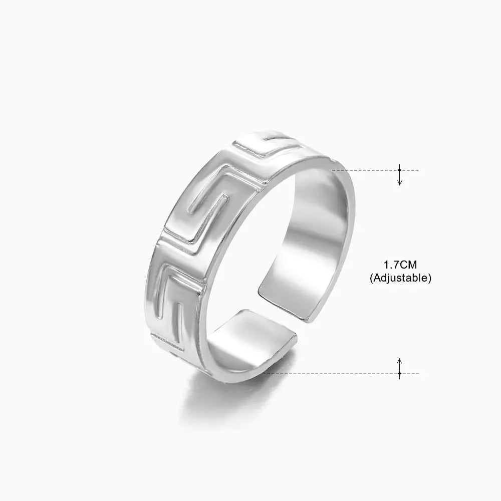 Fashionable 18K Gold-Plated Adjustable Steel Ring