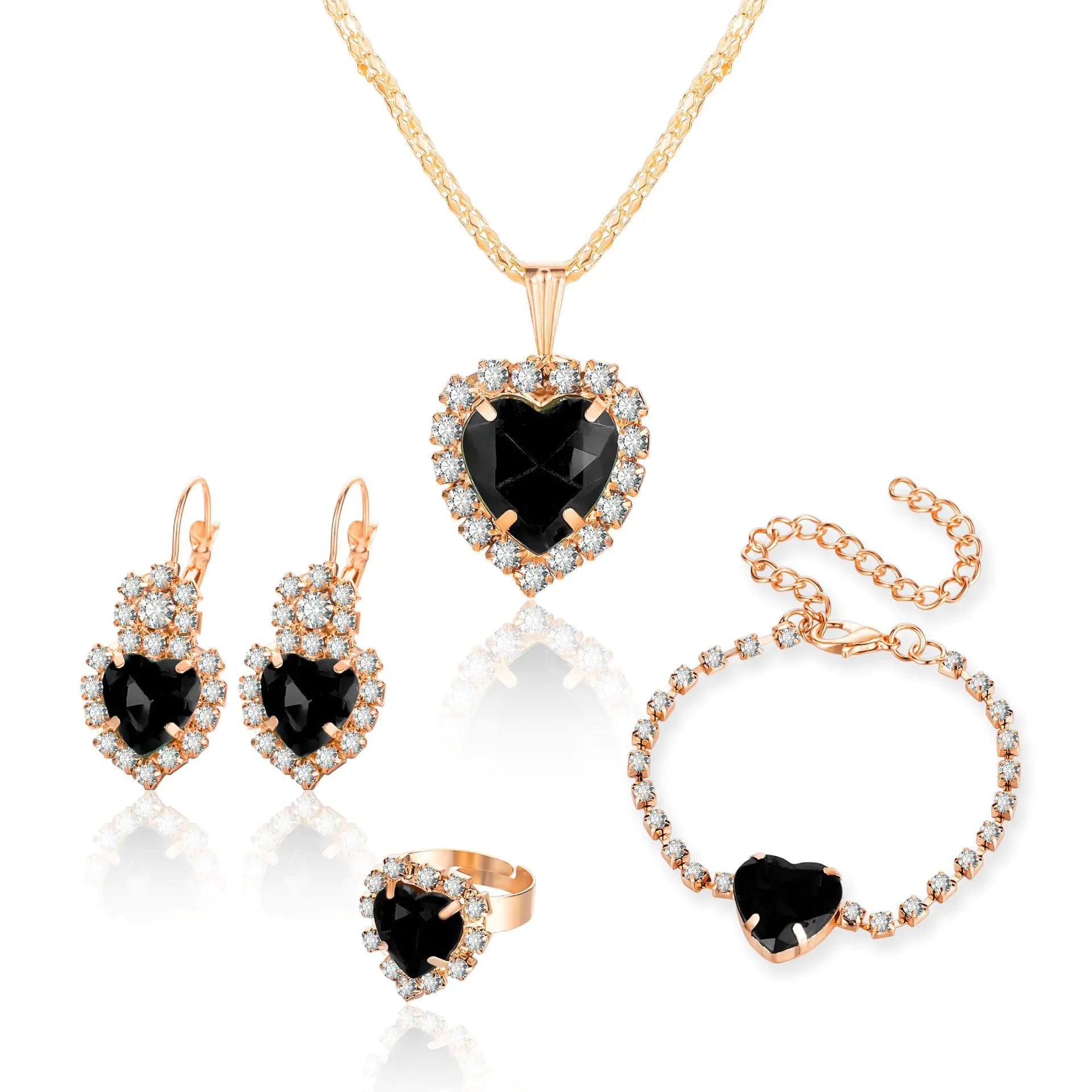 Manufacturer's Ins Water Droplet Rhinestone Jewelry Set
