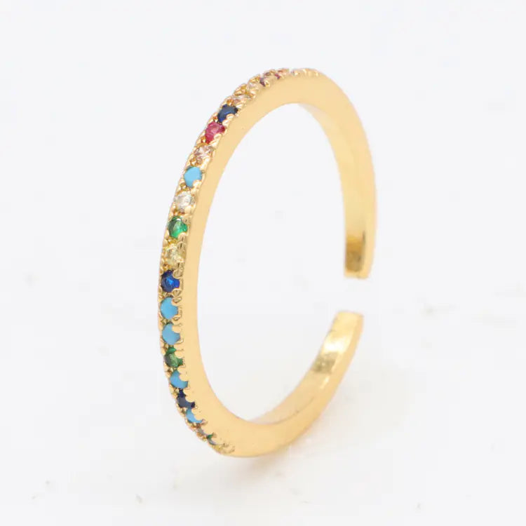 Korean Style Ins Zircon Adjustable Ring with Chic Design
