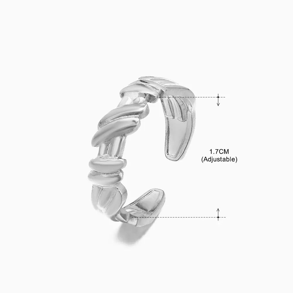 Fashionable 18K Gold-Plated Adjustable Steel Ring